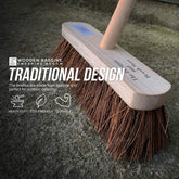 10" Stiff Bassine Broom and Wooden Handle